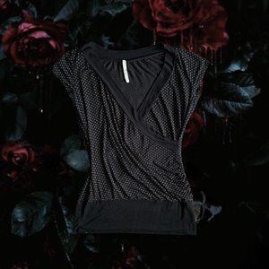 poetry polkadot and black babydoll blouse